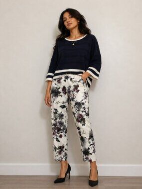 $134 Retail Michael Tyler Floral Slim Ankle Pants Size 16 NWT